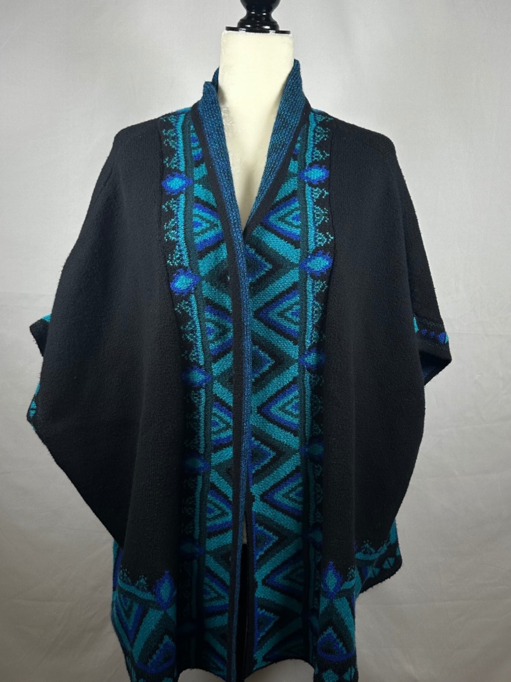 Women's Pioneer Woman Black Blue Teal Southwest Knit Cardigan Sweater Size L/XL